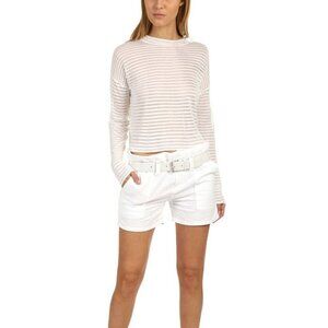 RtA Womens Gilda Sweater Sz Medium White Cloud Semi Sheer Stripe Knit Minimalist